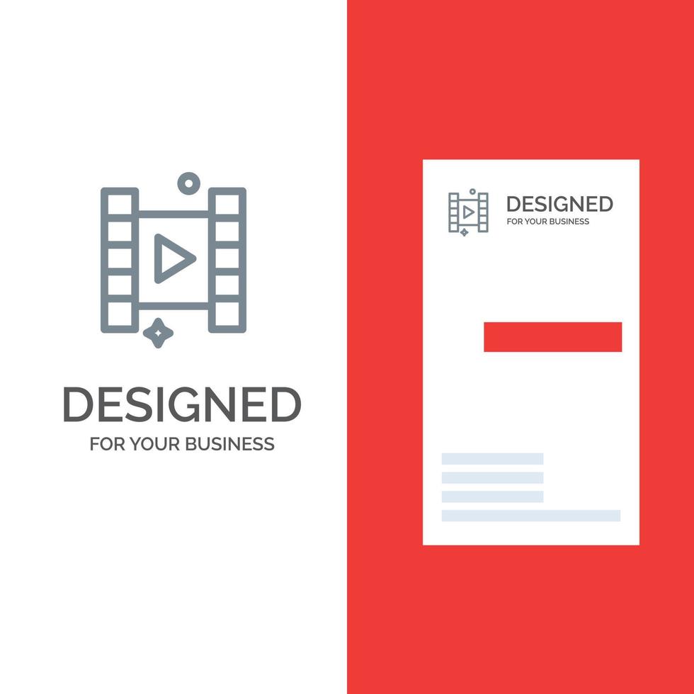 Video Play Film Grey Logo Design and Business Card Template vector