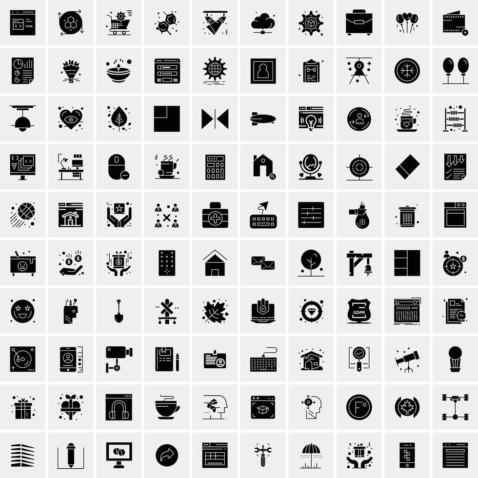 Set of 100 Universal Solid Icons vector