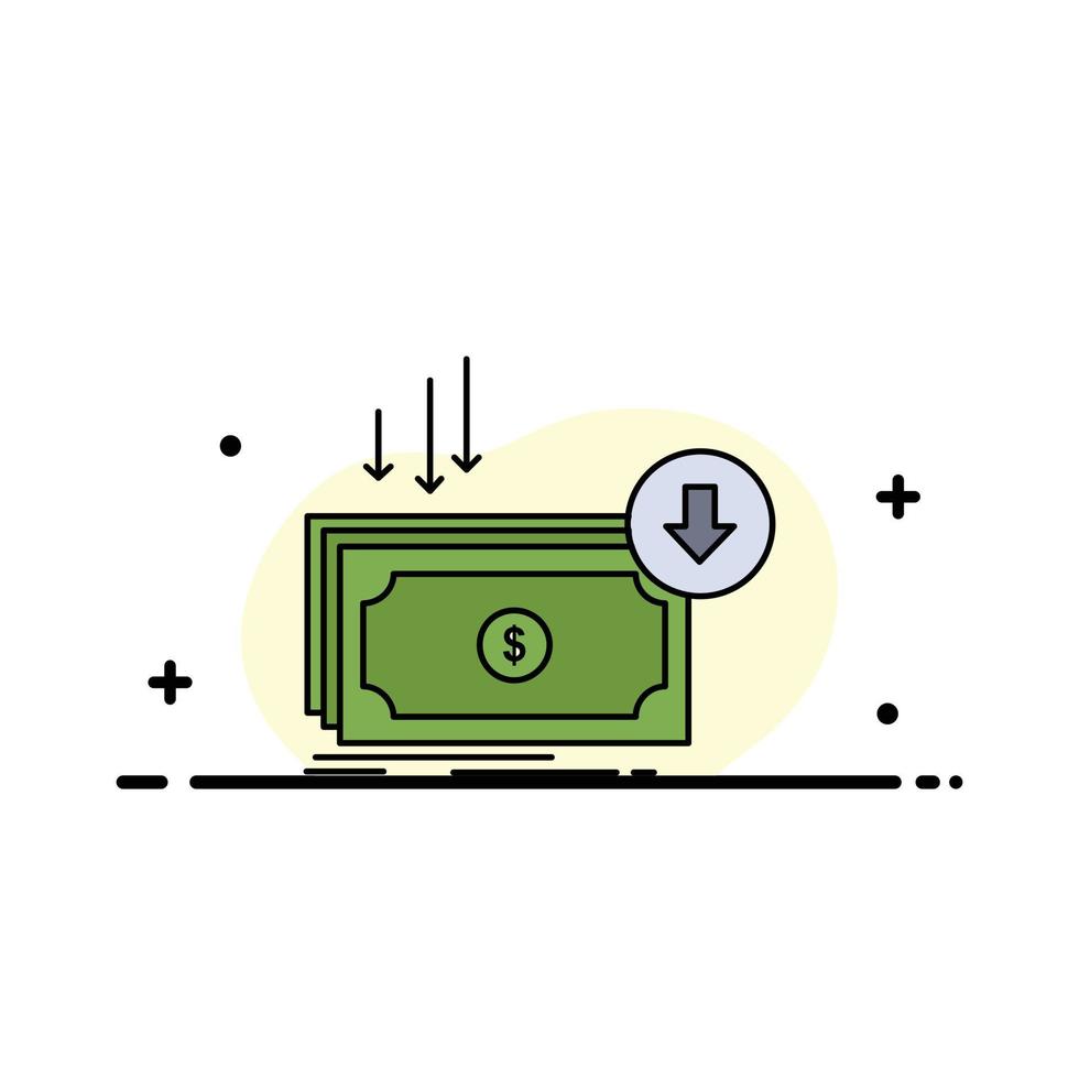 negocio costo corte gasto financiar dinero color plano icono vector