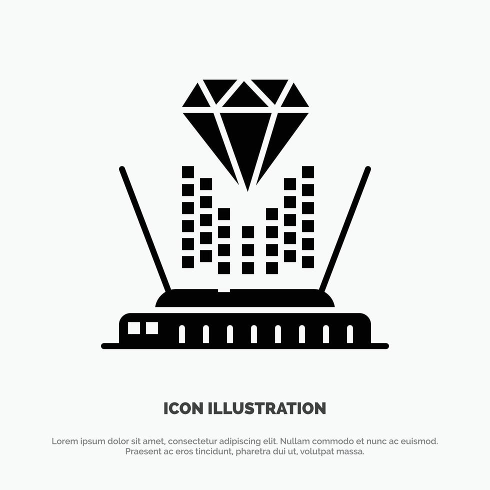 Hologram Projection Technology Diamond solid Glyph Icon vector