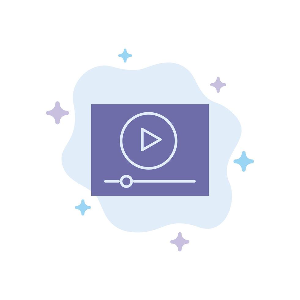 icono azul de marketing en línea de reproducción de video en el fondo de la nube abstracta vector