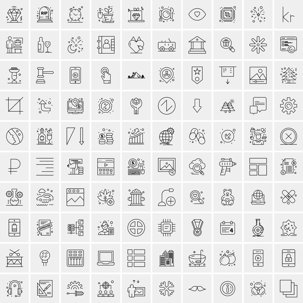 Pack of 100 Universal Line Icons for Mobile and Web vector
