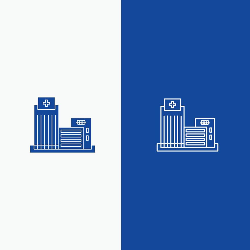 Building Estate Real Apartment Office Line and Glyph Solid icon Blue banner Line and Glyph Solid ico vector