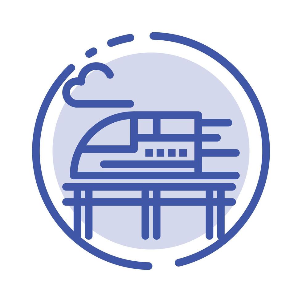 Train Bullet Transport Blue Dotted Line Line Icon vector