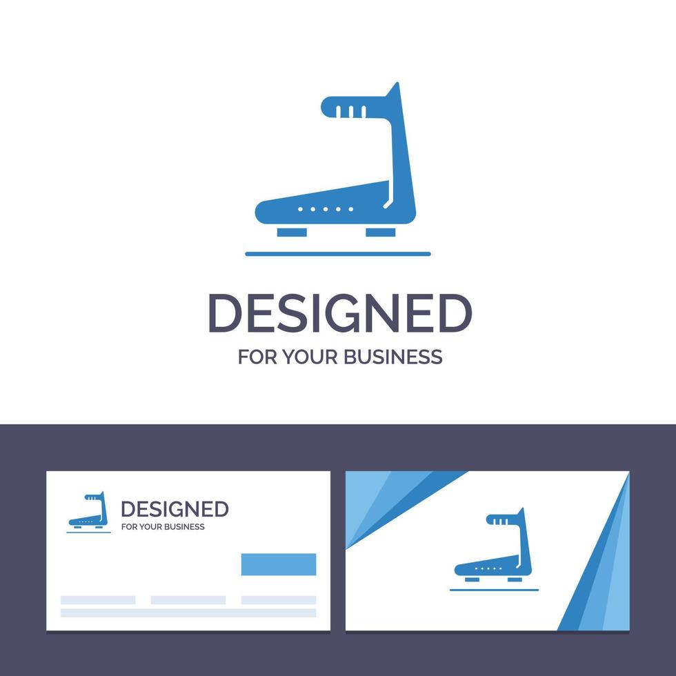 Creative Business Card and Logo template Machine Running Track Treadmill Vector Illustration