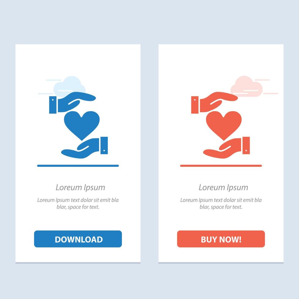 Heart Give Hand Favorite Love  Blue and Red Download and Buy Now web Widget Card Template vector