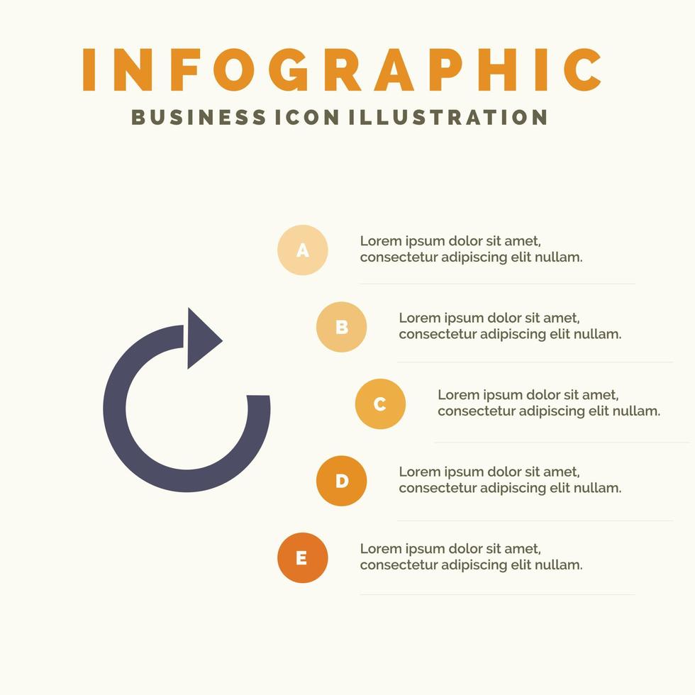 Arrow Restore Refresh Solid Icon Infographics 5 Steps Presentation Background vector