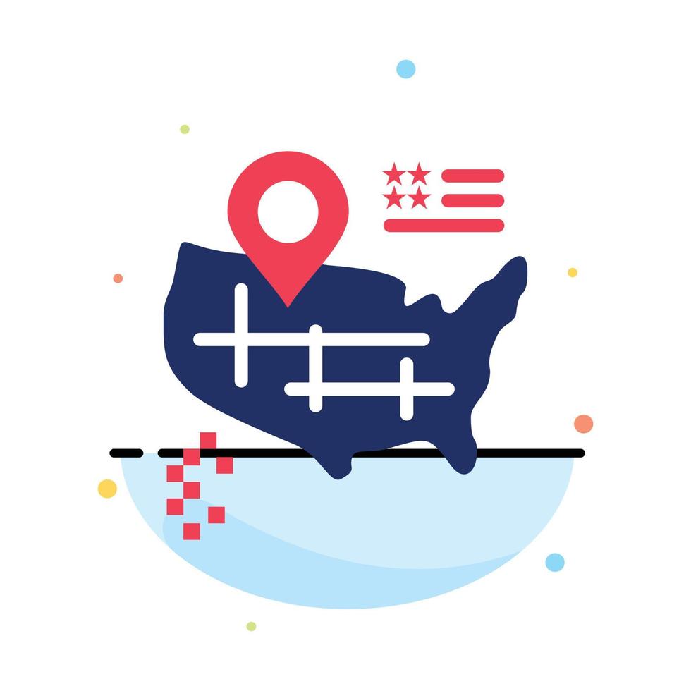 Location Map American Abstract Flat Color Icon Template vector