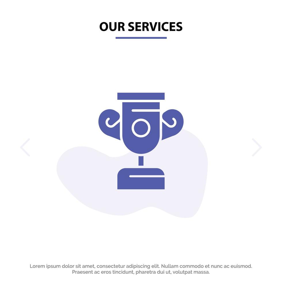 Our Services Education Progress Training Solid Glyph Icon Web card Template vector
