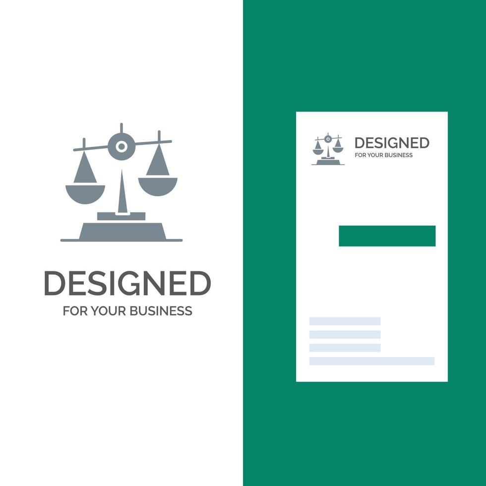 Gdpr Justice Law Balance Grey Logo Design and Business Card Template vector