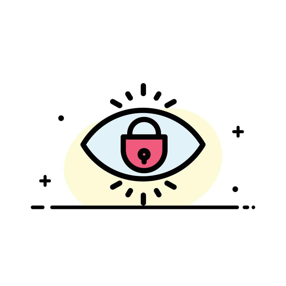 Eye Internet Security Lock  Business Flat Line Filled Icon Vector Banner Template