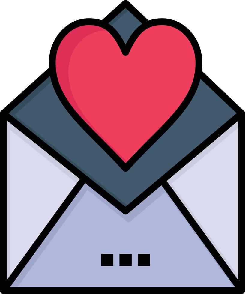 Letter Mail Card Love Letter Love  Flat Color Icon Vector icon banner Template