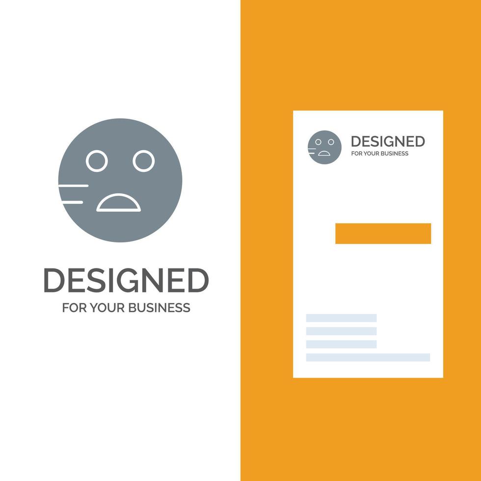 Sad Emojis School Grey Logo Design and Business Card Template vector