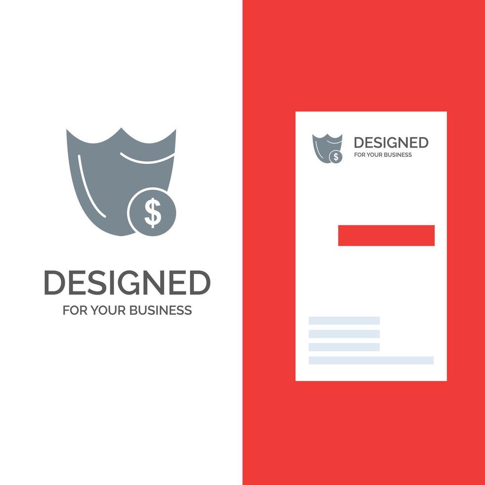 Shield Guard Safety Secure Security Dollar Grey Logo Design and Business Card Template vector
