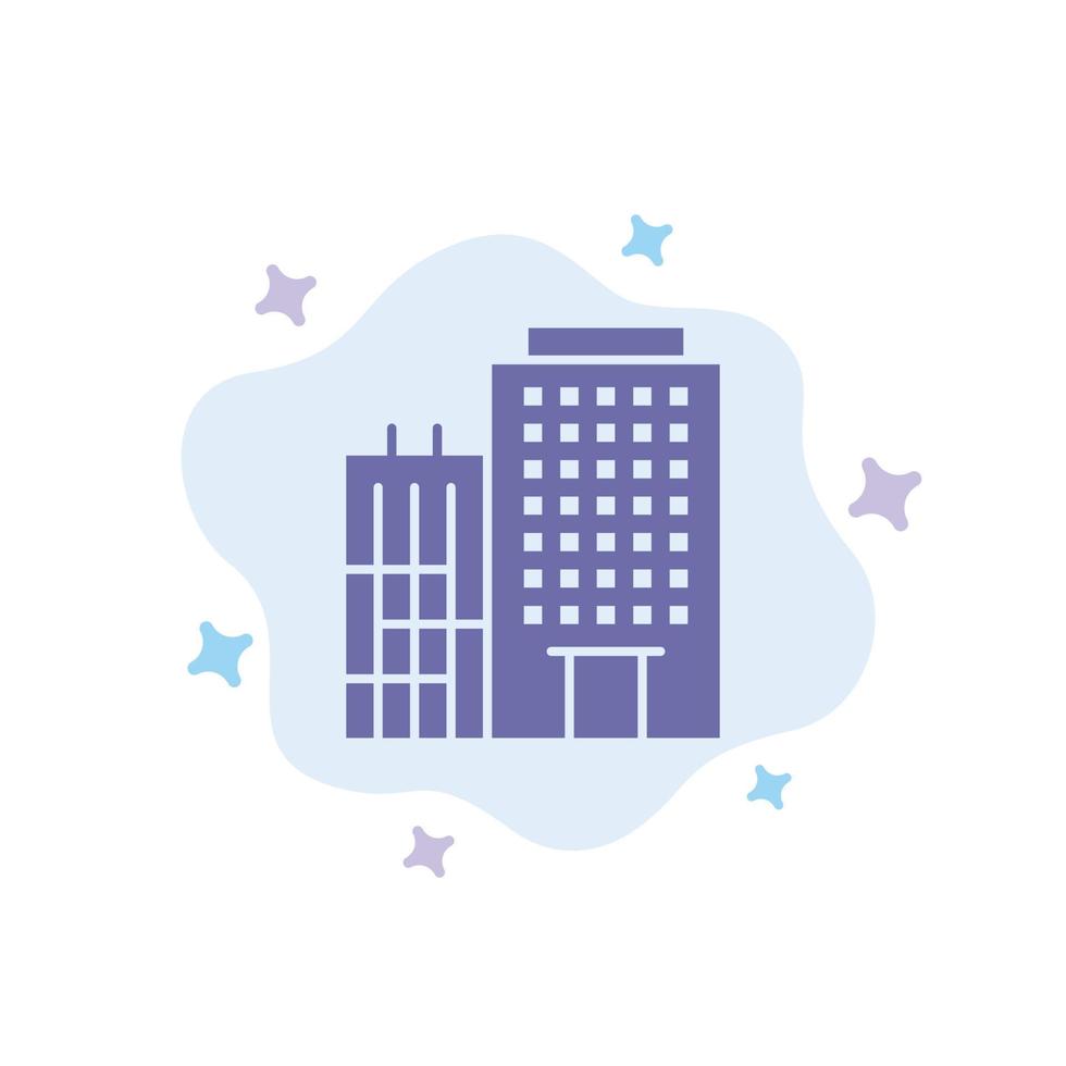icono azul del servicio a domicilio del edificio del hotel en el fondo abstracto de la nube vector
