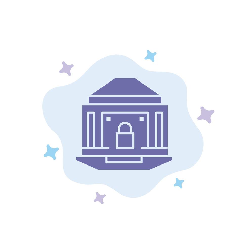 Bank Banking Internet Lock Security Blue Icon on Abstract Cloud Background vector