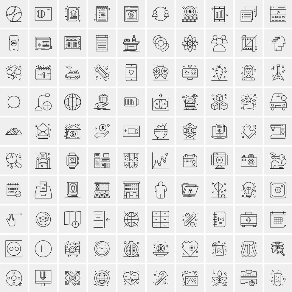 Pack of 100 Universal Line Icons for Mobile and Web vector