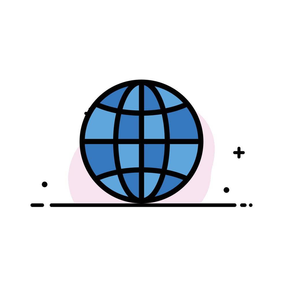 World Globe Internet Design  Business Flat Line Filled Icon Vector Banner Template