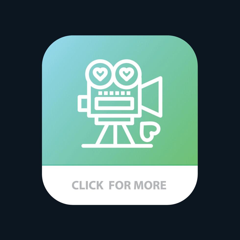 Camera Movie Video Camera Love Valentine Mobile App Button Android and IOS Line Version vector