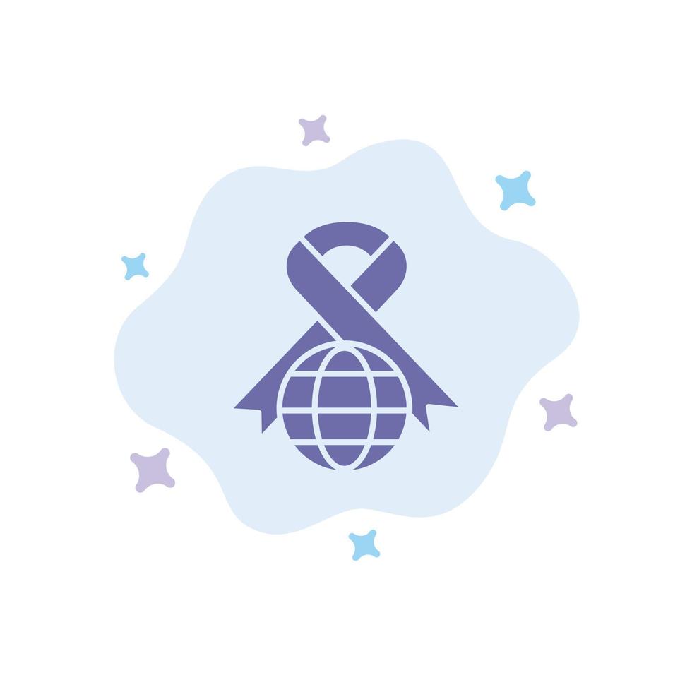 Care Ribbon Globe World Blue Icon on Abstract Cloud Background vector