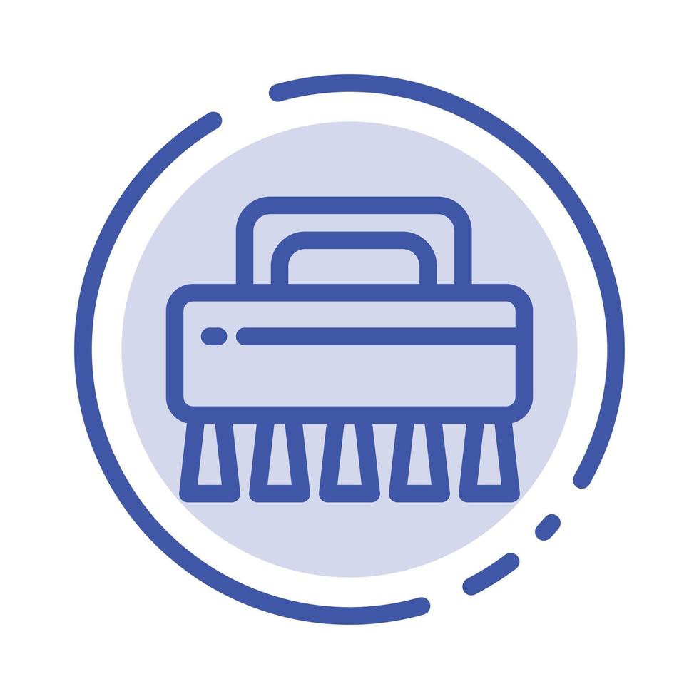 Brush Cleaning Set Blue Dotted Line Line Icon vector