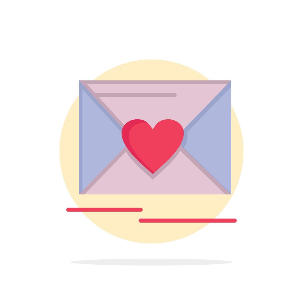 Mail Love Heart Wedding Abstract Circle Background Flat color Icon vector
