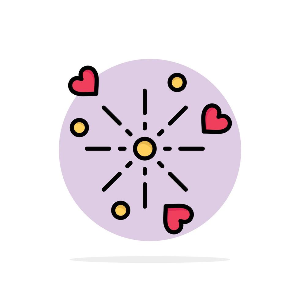 fuegos artificiales celebración corazón amor círculo abstracto fondo color plano icono vector