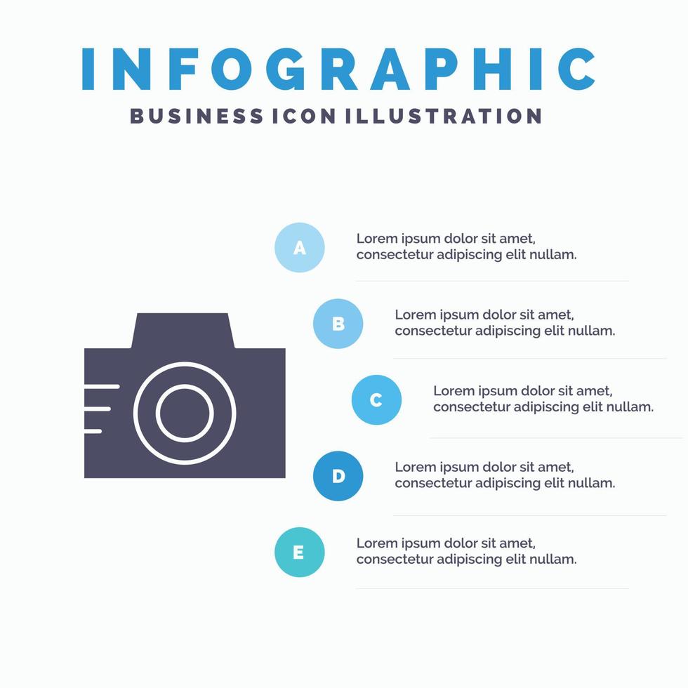 Camera Image Photo Picture Solid Icon Infographics 5 Steps Presentation Background vector