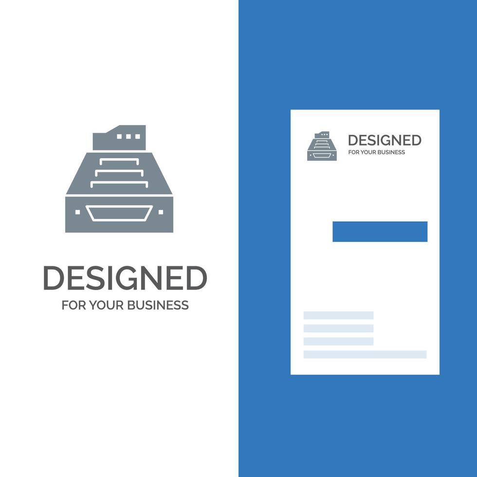 archivos contabilidad cuentas base de datos bandeja de entrada almacenamiento diseño de logotipo gris y plantilla de tarjeta de visita vector