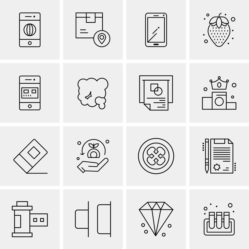 16 iconos de negocios universales vector ilustración de icono creativo para usar en proyectos relacionados con la web y dispositivos móviles