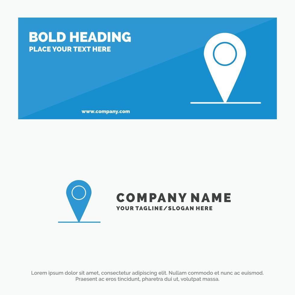 interfaz de mapa de ubicación icono sólido banner de sitio web y plantilla de logotipo de empresa vector