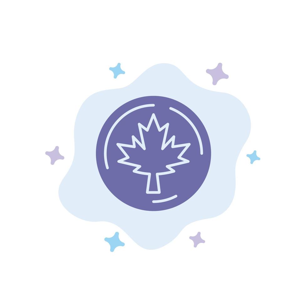 Autumn Canada Leaf Maple Blue Icon on Abstract Cloud Background vector