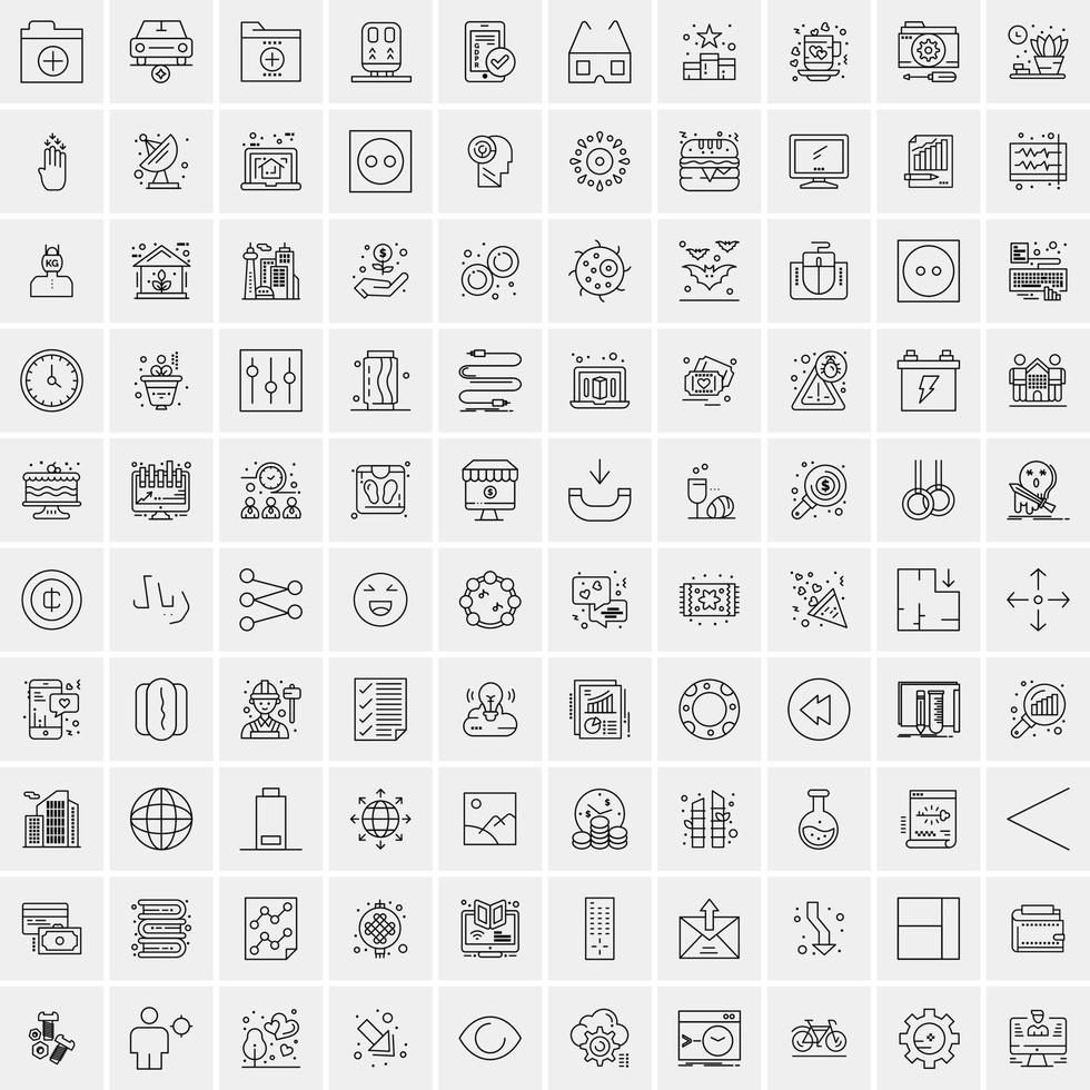 conjunto de 100 iconos de línea de negocios creativos vector