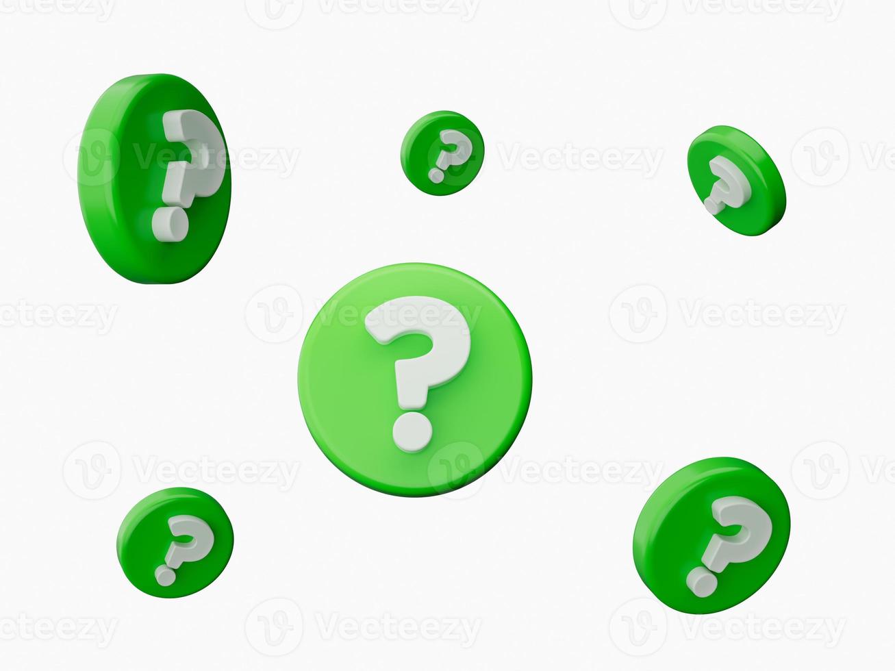 Flying scattered question marks - 3D illustration photo