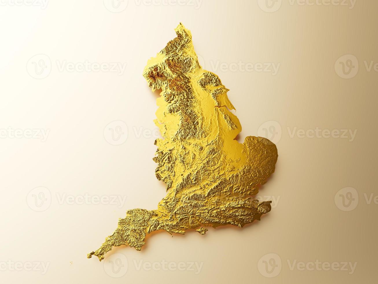 England Map Golden metal Color Height map Background 3d illustration photo