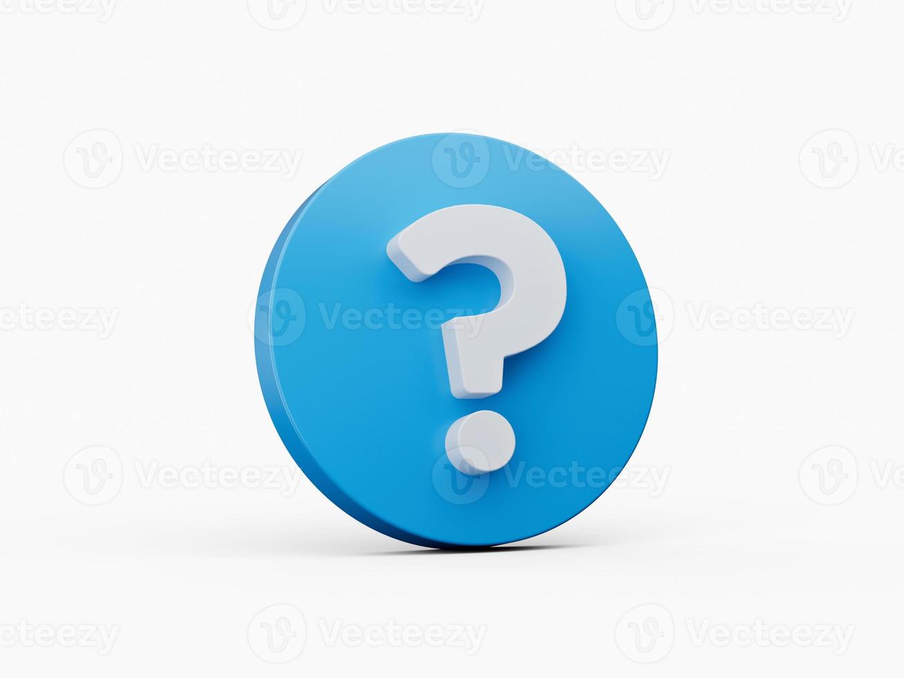 Blue question mark icon sign or ask FAQ answer Symbol isolated on white background 3D illustration photo