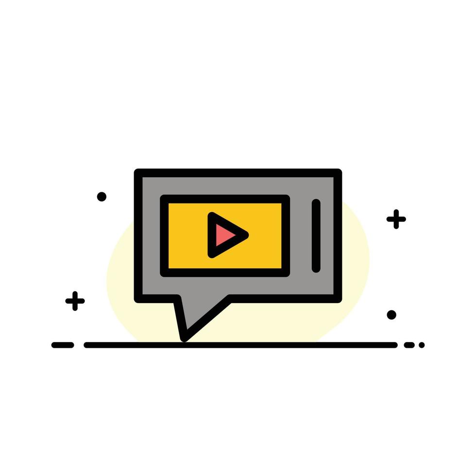 chat en vivo servicio de video negocio línea plana icono lleno vector banner plantilla