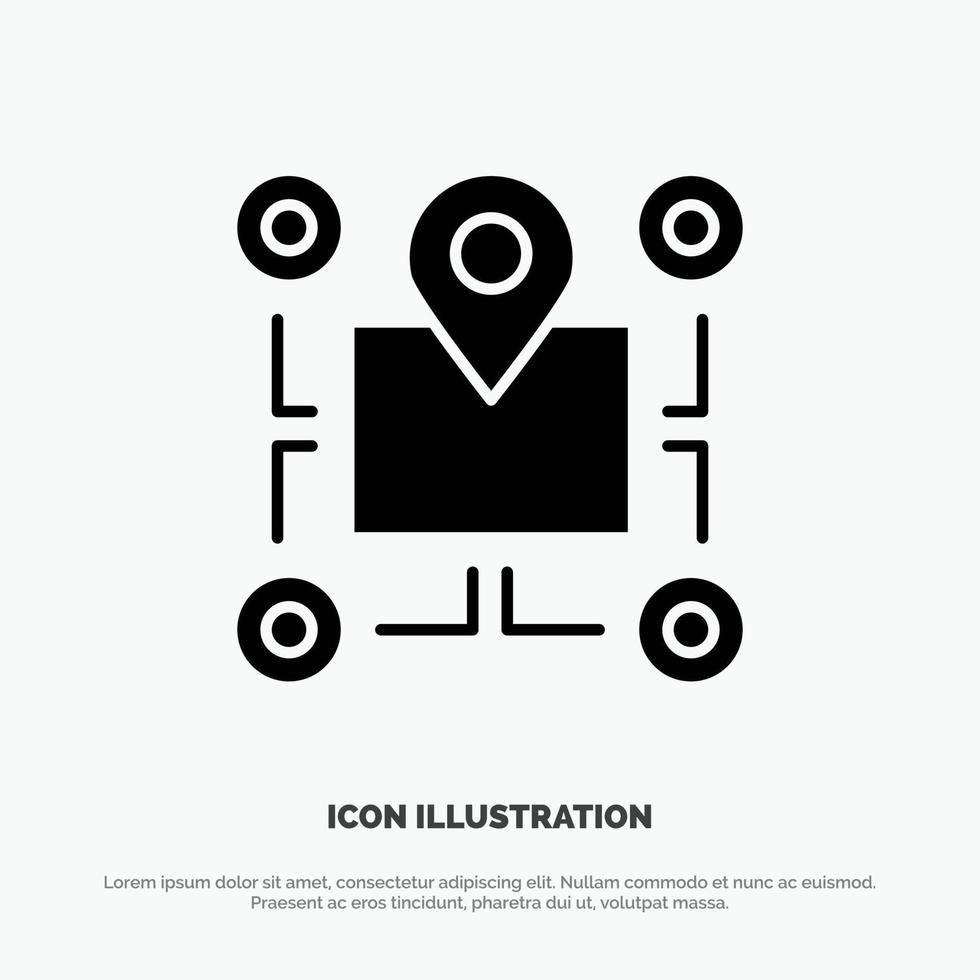 Location Map Chip Area Pointer  solid Glyph Icon vector