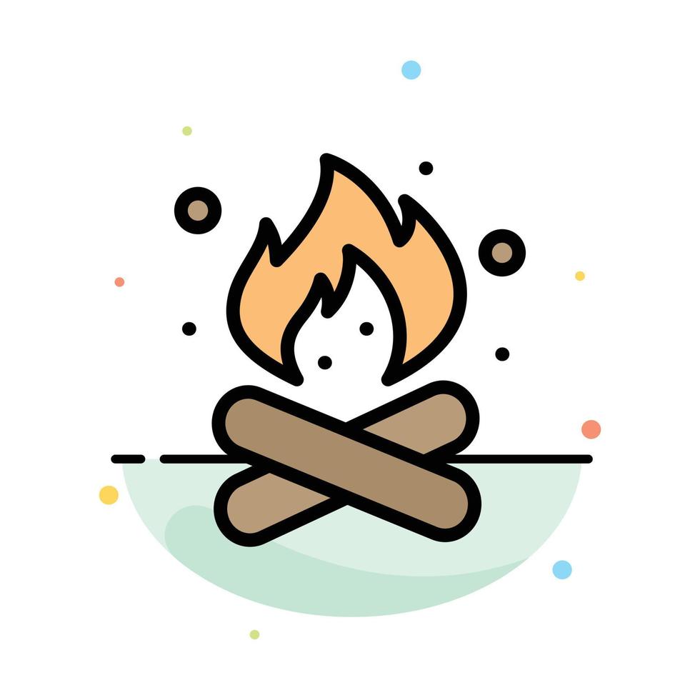 Camp Camping Fire Hot Nature Abstract Flat Color Icon Template vector