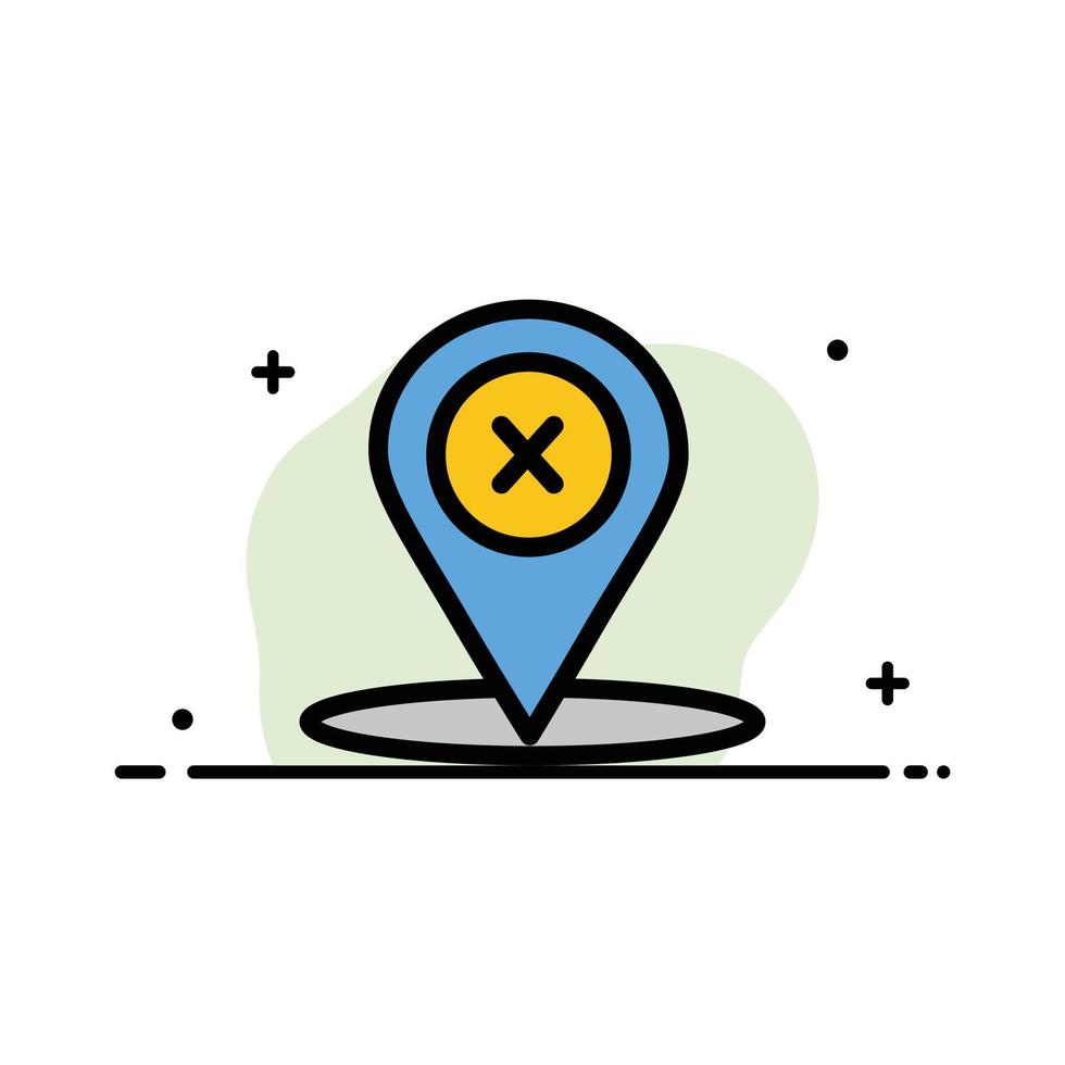 Location Navigation Place delete  Business Flat Line Filled Icon Vector Banner Template