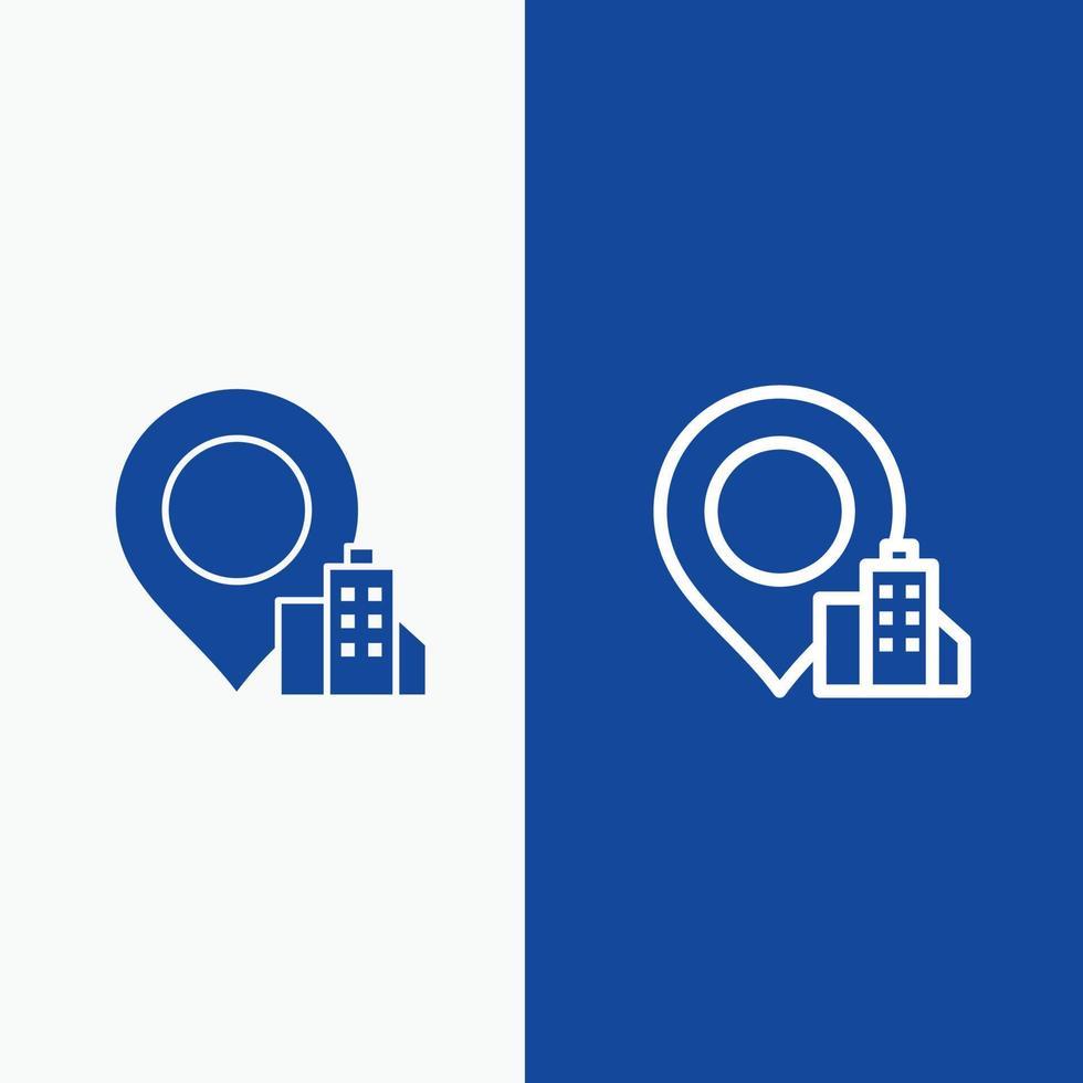 Location Building Hotel Line and Glyph Solid icon Blue banner Line and Glyph Solid icon Blue banner vector