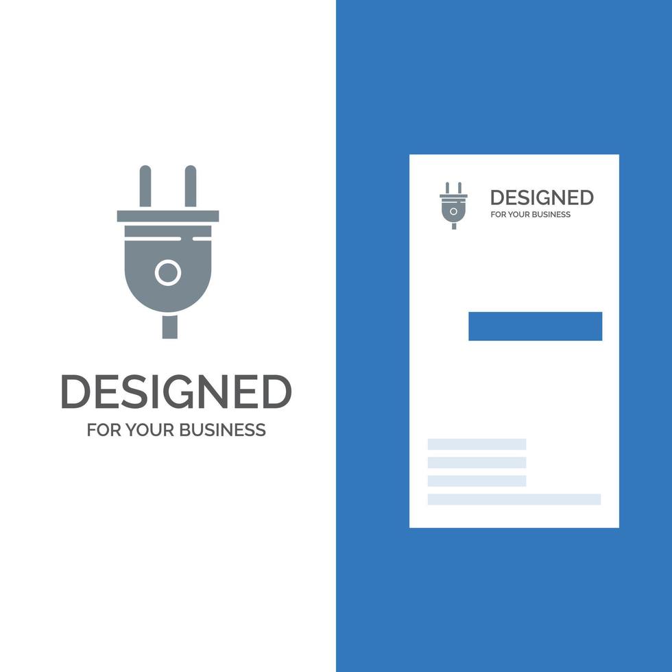 Electric Plug Power Power Plug Grey Logo Design and Business Card Template vector