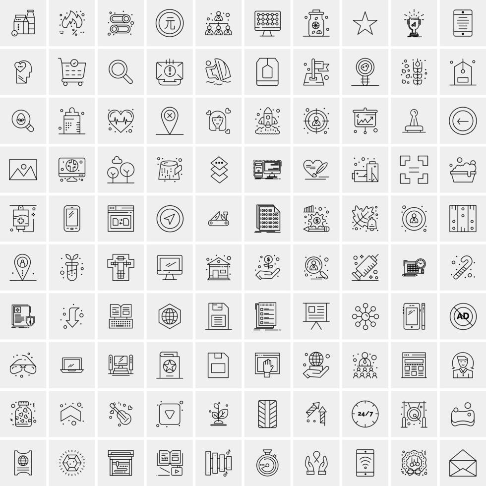 Pack of 100 Universal Line Icons for Mobile and Web vector