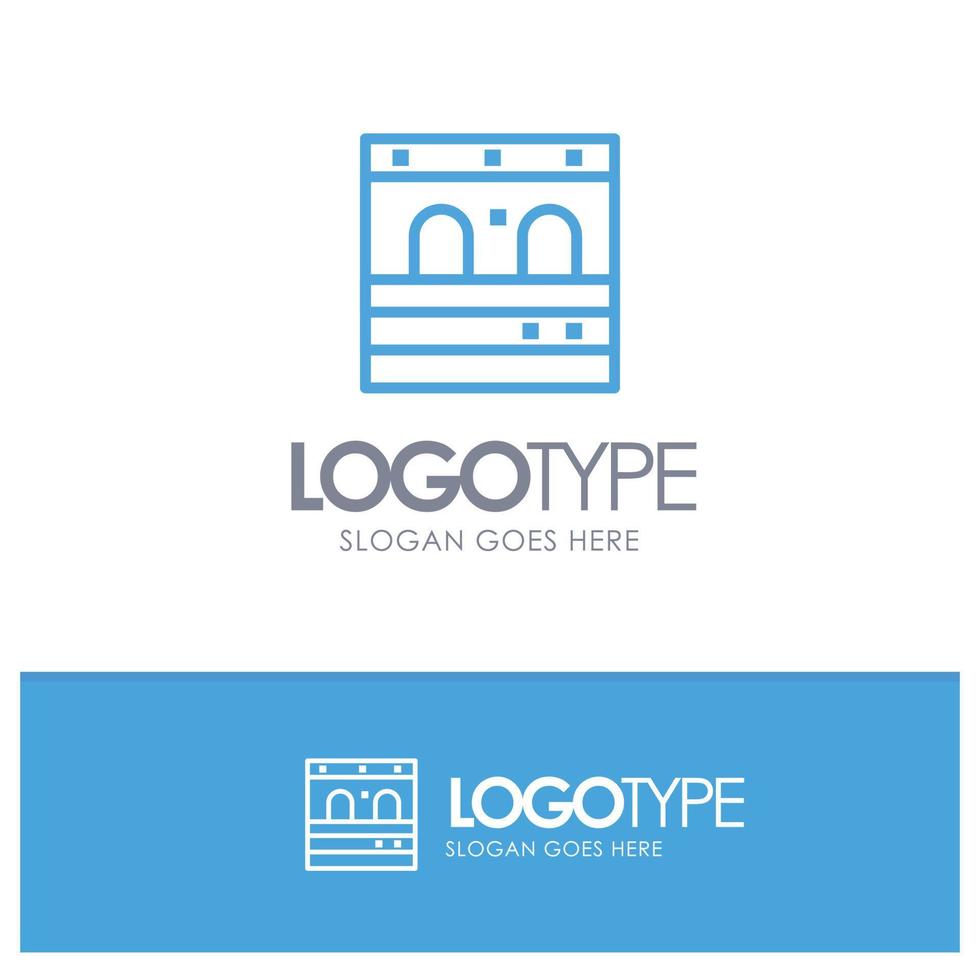 puerta garaje tren contorno azul logotipo lugar para eslogan vector