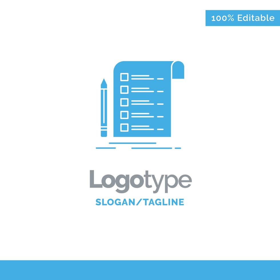 File Report Invoice Card Checklist Blue Solid Logo Template Place for Tagline vector