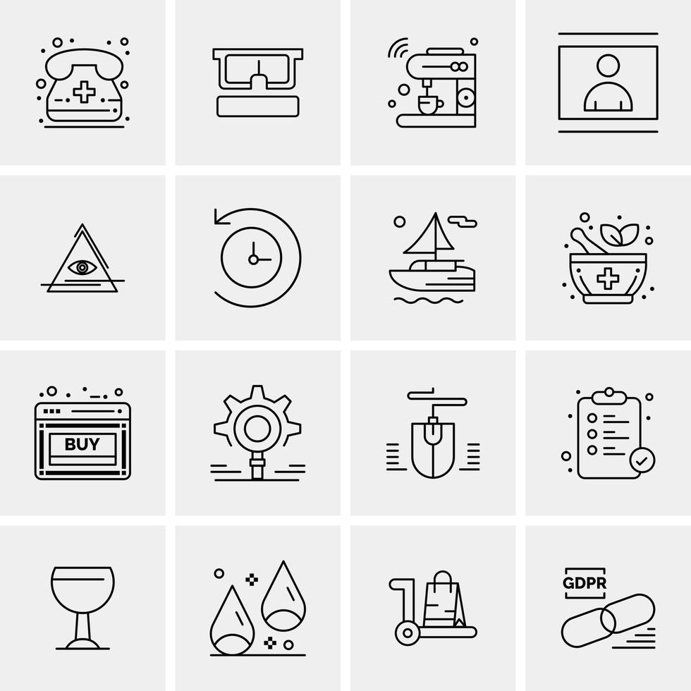 16 iconos universales de negocios vector ilustración de icono creativo para usar en proyectos relacionados con la web y dispositivos móviles