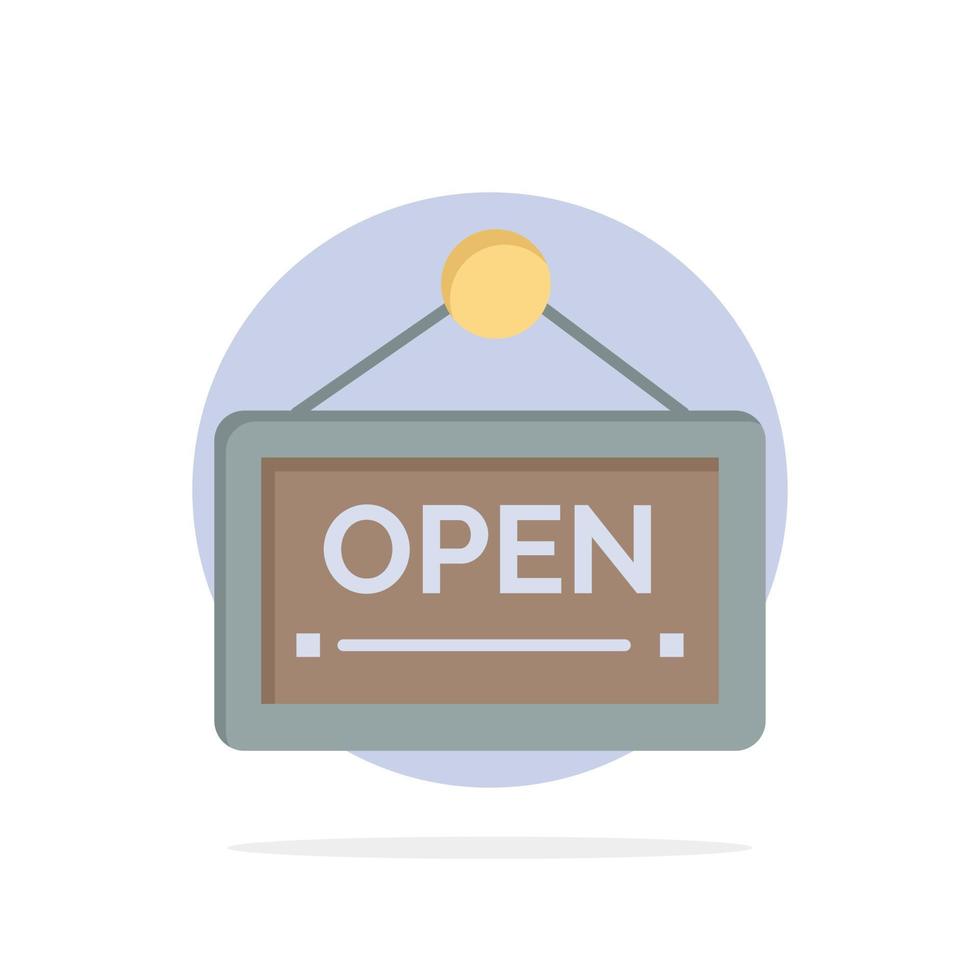 Open Sign Board Hotel Abstract Circle Background Flat color Icon vector