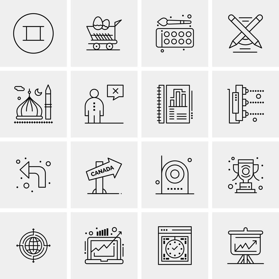 16 iconos universales de negocios vector ilustración de icono creativo para usar en proyectos relacionados con la web y dispositivos móviles