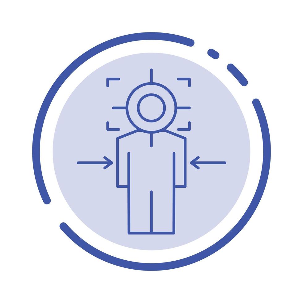 Man Focus Target Achieve Goal Blue Dotted Line Line Icon vector