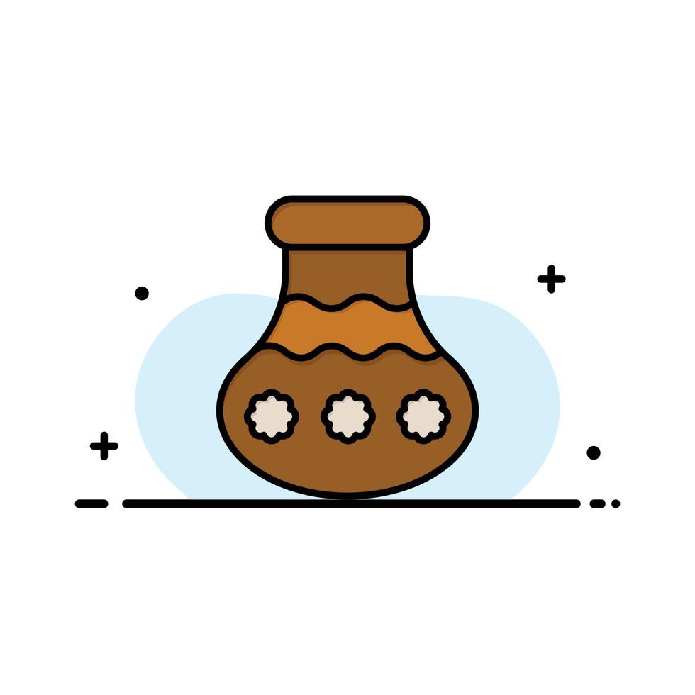 Pot Sand Water Pongal Festival  Business Flat Line Filled Icon Vector Banner Template